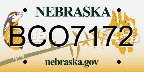 BCO7172 Nebraska License Plate