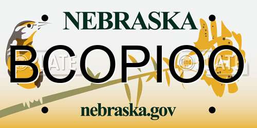 BCOPIOO Nebraska License Plate