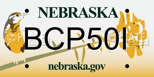BCP50I Nebraska License Plate