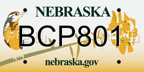 BCP801 Nebraska License Plate