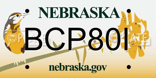 BCP80I Nebraska License Plate