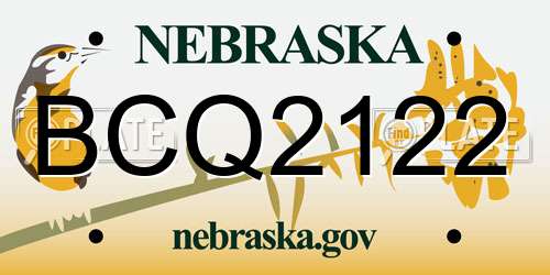 BCQ2122 Nebraska License Plate