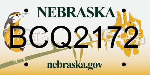 BCQ2172 Nebraska License Plate
