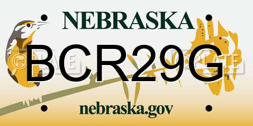 BCR29G Nebraska License Plate