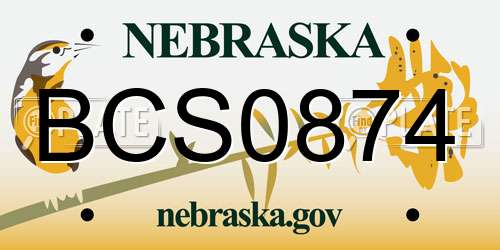 BCS0874 Nebraska License Plate