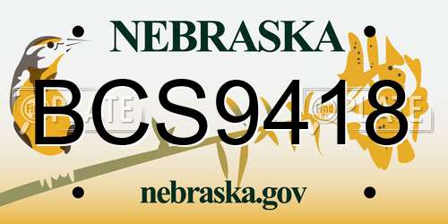 BCS9418 Nebraska License Plate