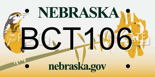 BCT106 Nebraska License Plate