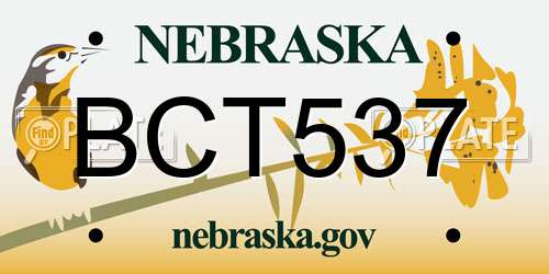 BCT537 Nebraska License Plate
