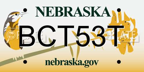 BCT53T Nebraska License Plate