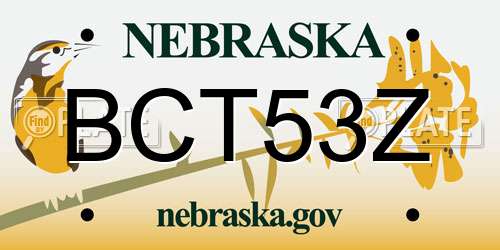 BCT53Z Nebraska License Plate