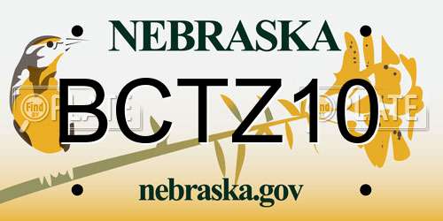 BCTZ10 Nebraska License Plate