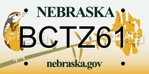 BCTZ61 Nebraska License Plate