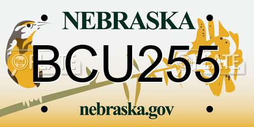 BCU255 Nebraska License Plate