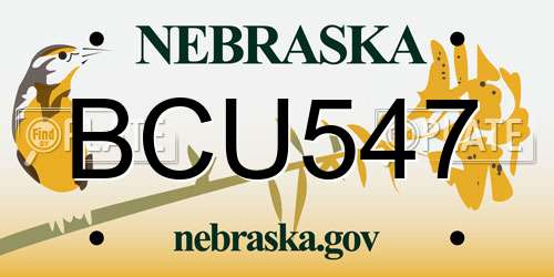 BCU547 Nebraska License Plate