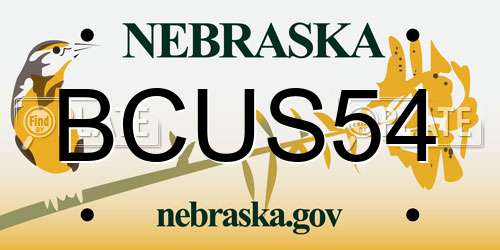 BCUS54 Nebraska License Plate
