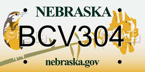 BCV304 Nebraska License Plate