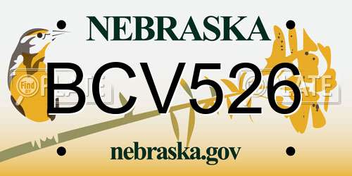 BCV526 Nebraska License Plate