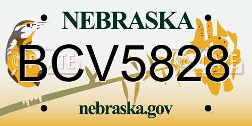 BCV5828 Nebraska License Plate