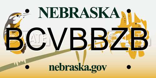 BCVBBZB Nebraska License Plate