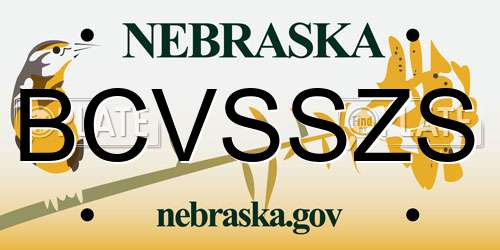 BCVSSZS Nebraska License Plate
