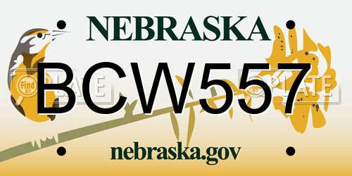 BCW557 Nebraska License Plate