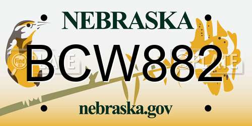 BCW882 Nebraska License Plate