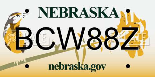 BCW88Z Nebraska License Plate