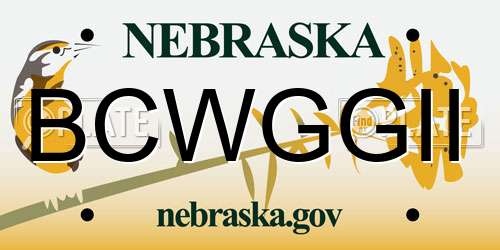BCWGGII Nebraska License Plate