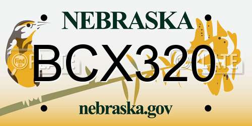 BCX320 Nebraska License Plate