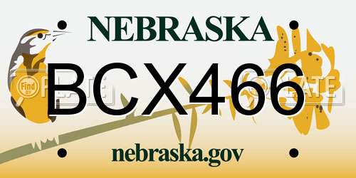 BCX466 Nebraska License Plate