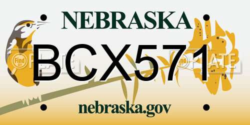 BCX571 Nebraska License Plate