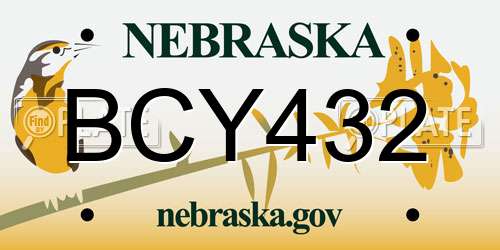 BCY432 Nebraska License Plate