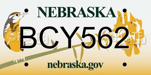 BCY562 Nebraska License Plate