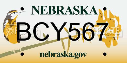 BCY567 Nebraska License Plate