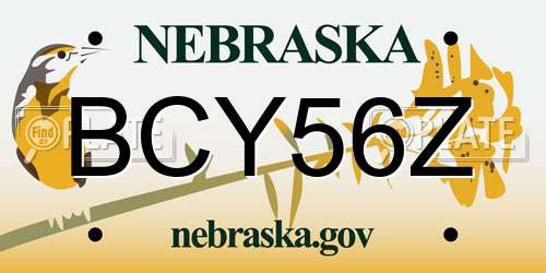 BCY56Z Nebraska License Plate