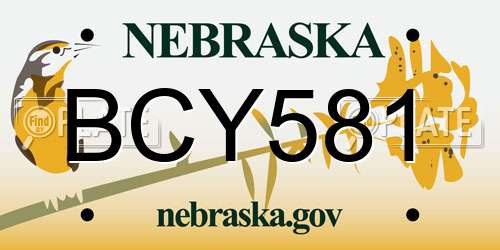 BCY581 Nebraska License Plate