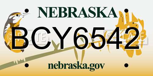 BCY6542 Nebraska License Plate