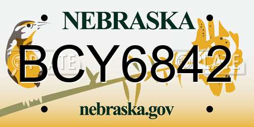 BCY6842 Nebraska License Plate