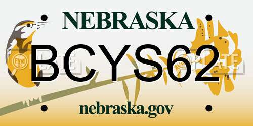 BCYS62 Nebraska License Plate