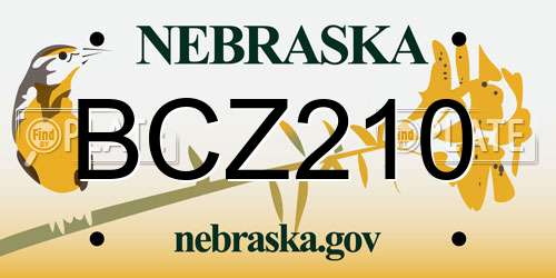BCZ210 Nebraska License Plate