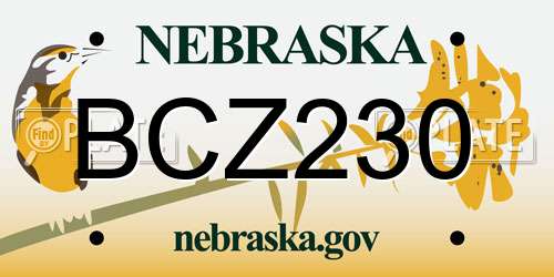 BCZ230 Nebraska License Plate