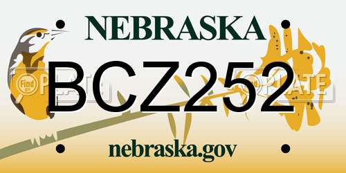 BCZ252 Nebraska License Plate