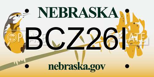 BCZ26I Nebraska License Plate