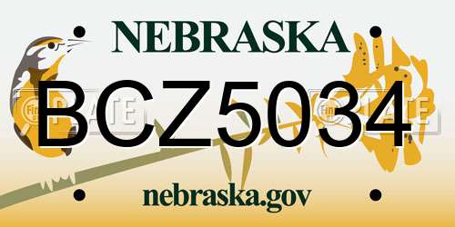 BCZ5034 Nebraska License Plate