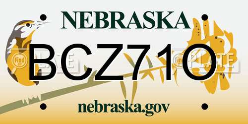BCZ71O Nebraska License Plate