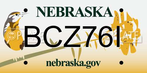 BCZ76I Nebraska License Plate