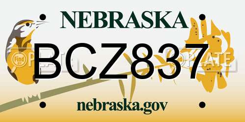 BCZ837 Nebraska License Plate