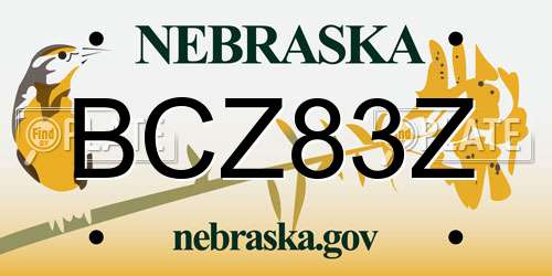 BCZ83Z Nebraska License Plate