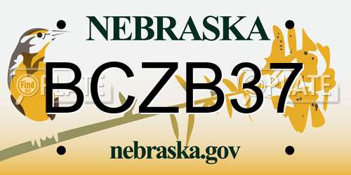 BCZB37 Nebraska License Plate
