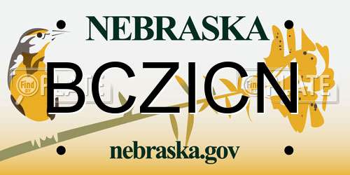 BCZICN Nebraska License Plate